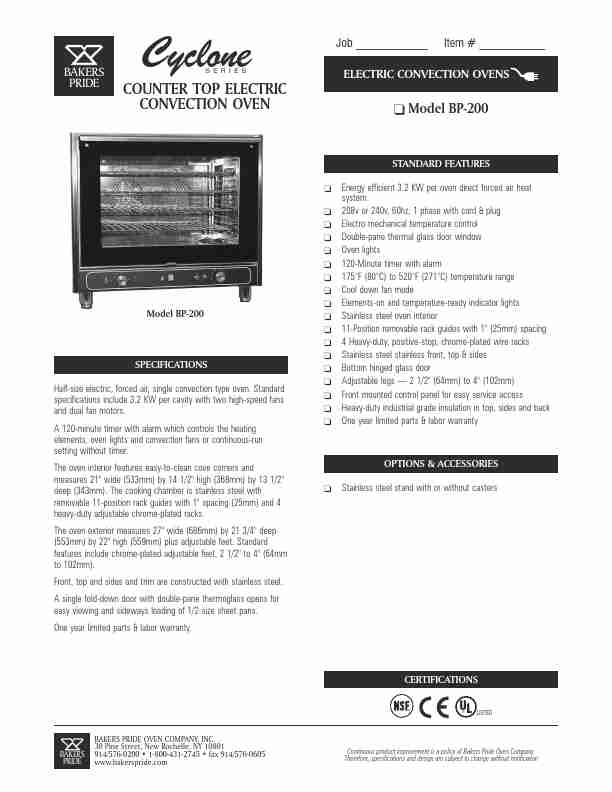 Bakers Pride Oven Convection Oven BP-200-page_pdf